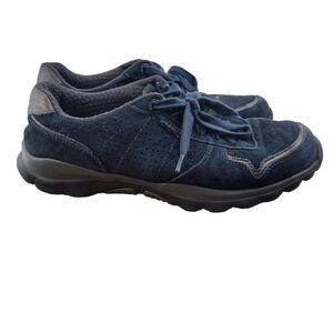 Taos Lifestyle Lace‎ Up Sneakers Comfort Womens Size 7 Blue Suede Silver Leather